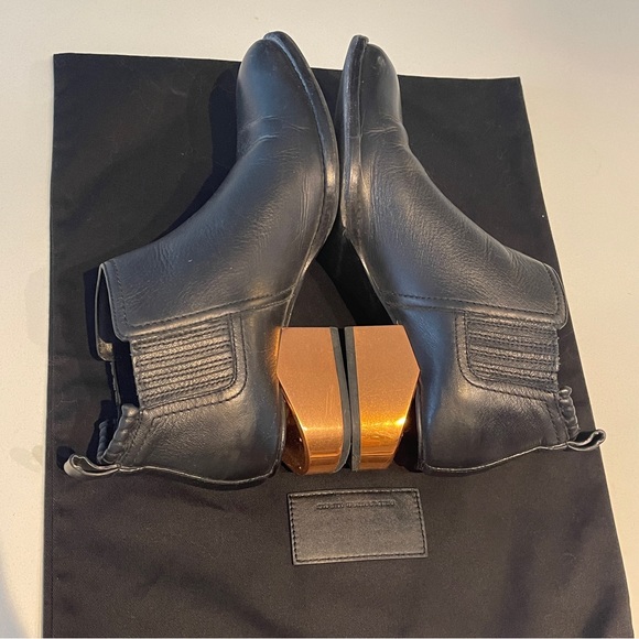 ALEXANDER WANG women Gold Heel-Kori Ankle Bootie Shoe, Black Leather size 38 - Picture 7 of 7